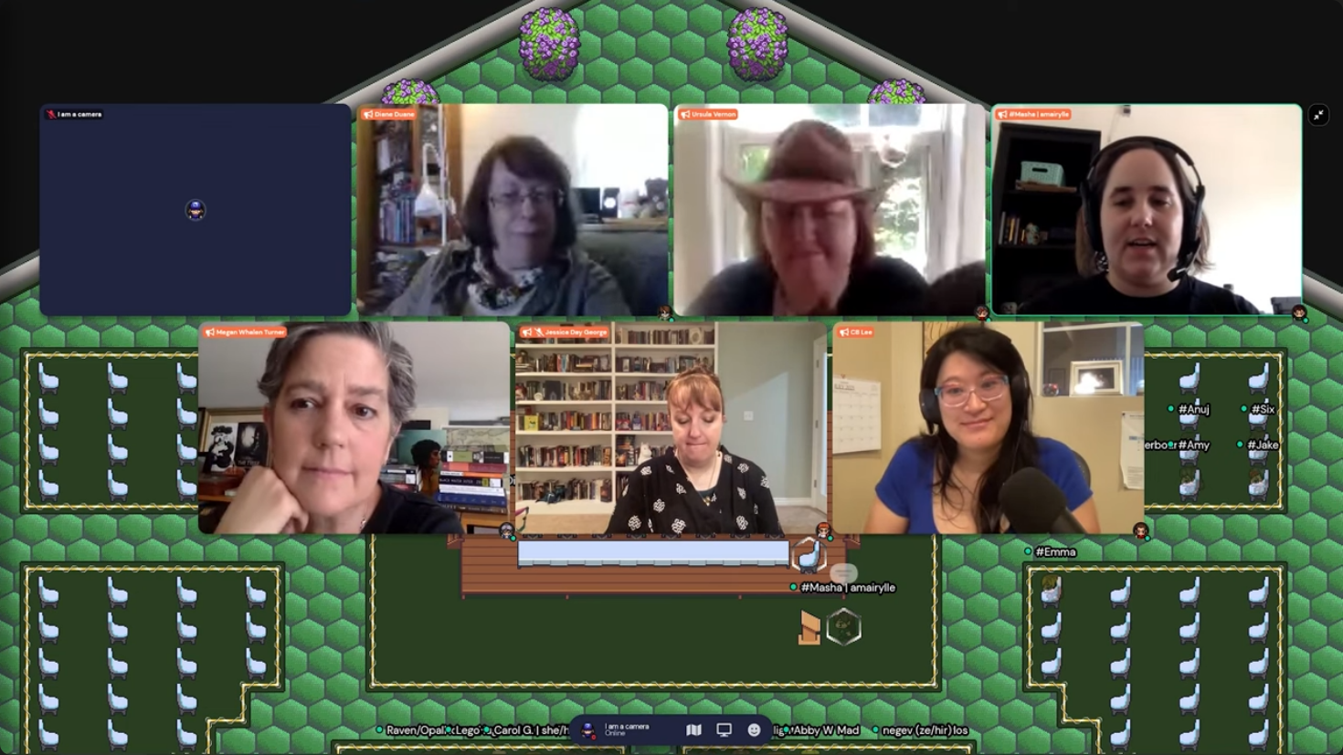 A screenshot of the Guests of Honor and a staffer during the opening ceremonies.