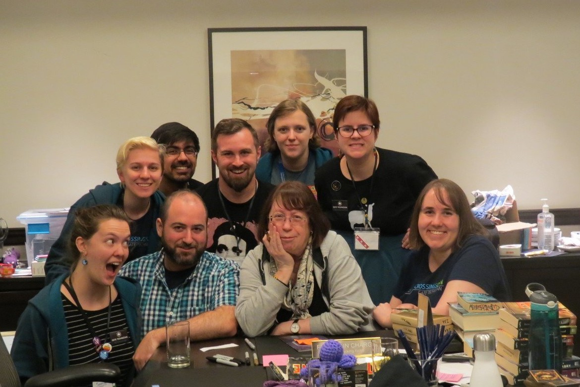 The CrossingsCon 2019 staff with Diane