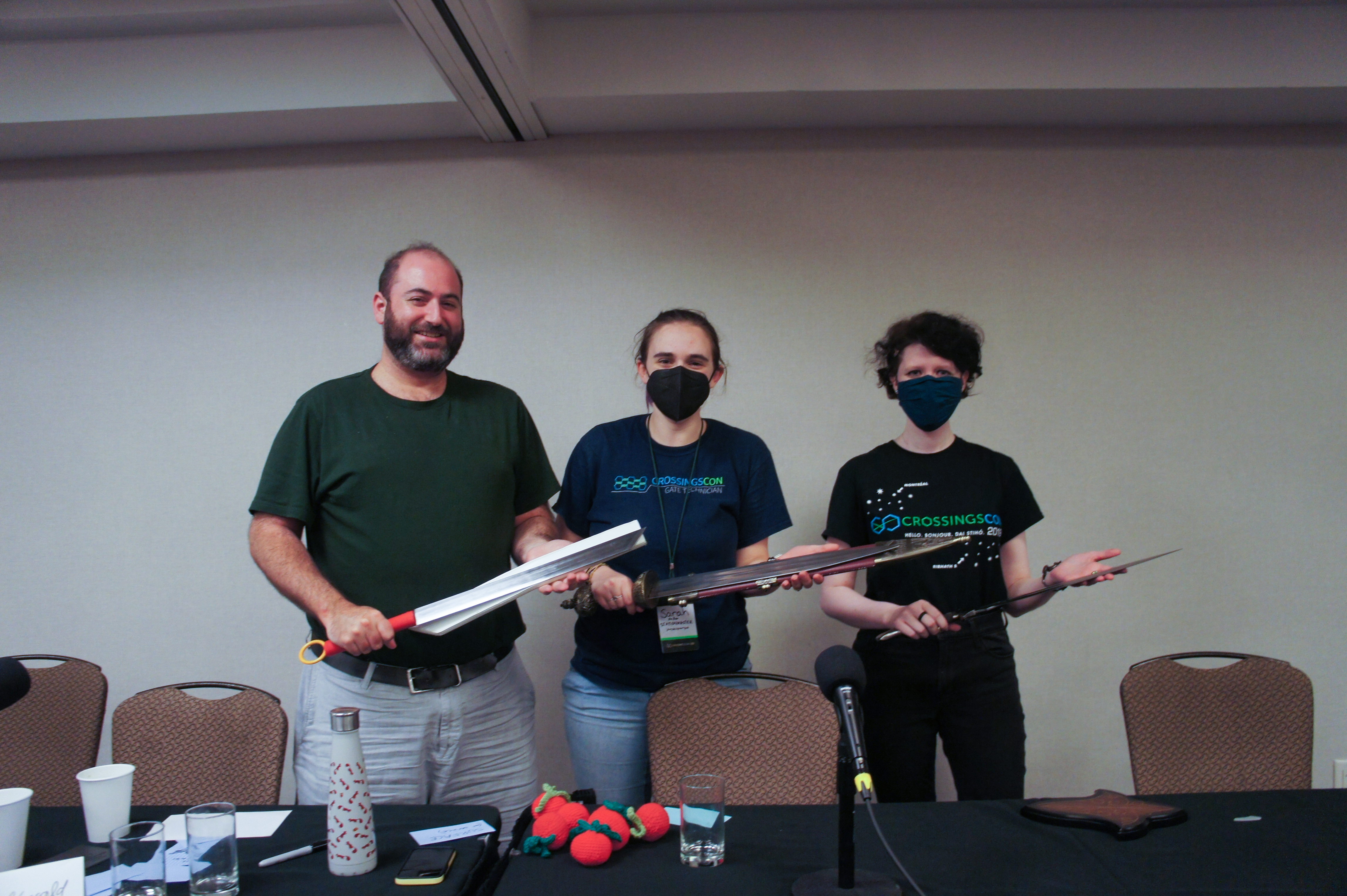 The Linguistics After Dark team with their new swords #GiveLinguistsSwords